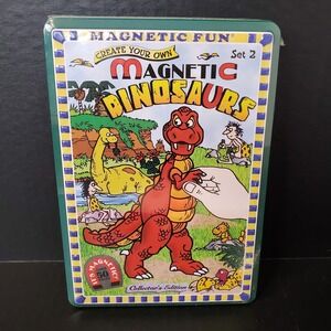 MAGNETC DINOSAURS SET 2 Collectors Edition Carrying Tin, Over 50 Pieces NOS